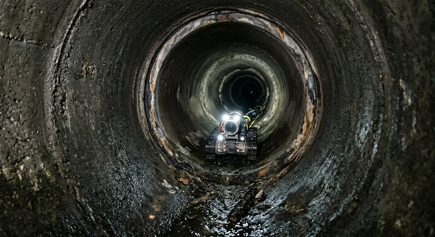 Robotic sewer camera inspecting pipe interior for Sewer Line Cleaning in Gilroy